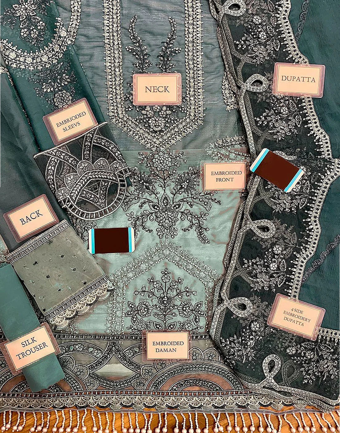 - 28 %   Heavy Embroidered 2-Tone Chiffon Wedding Dress with Luxury Handwork Design